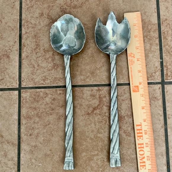 Stainless fork and spoon salad server - Picture 2 of 8